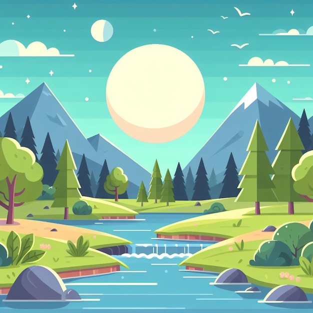 A flat nature background vector illustration