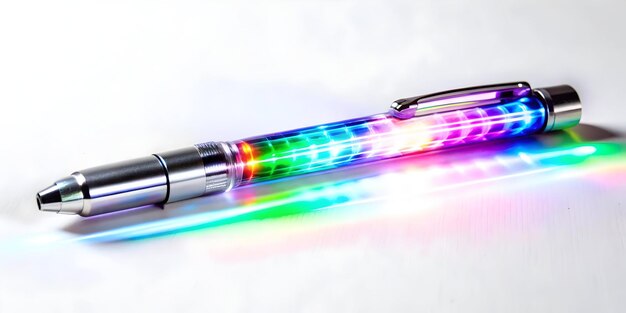 flat neon glowing art of insulin pen with holographic light effects for world diabetes day concept a