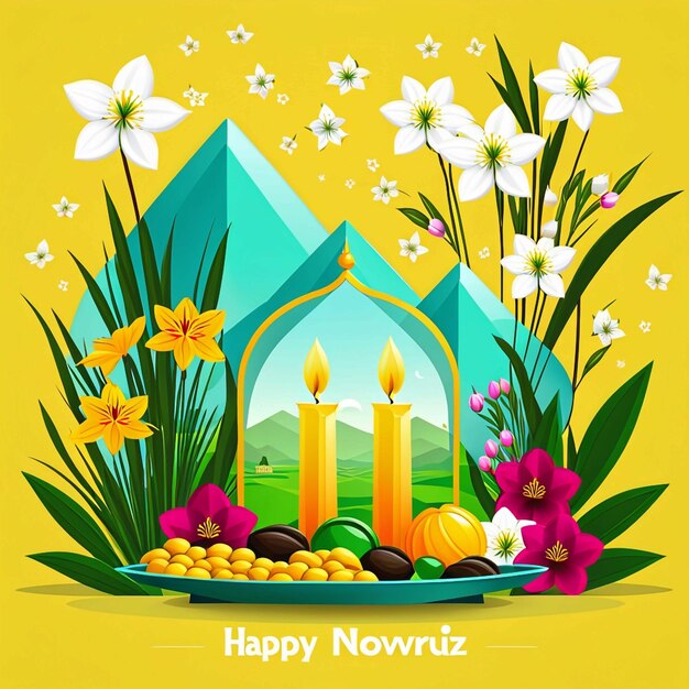 Flat nowruz day vector illustration