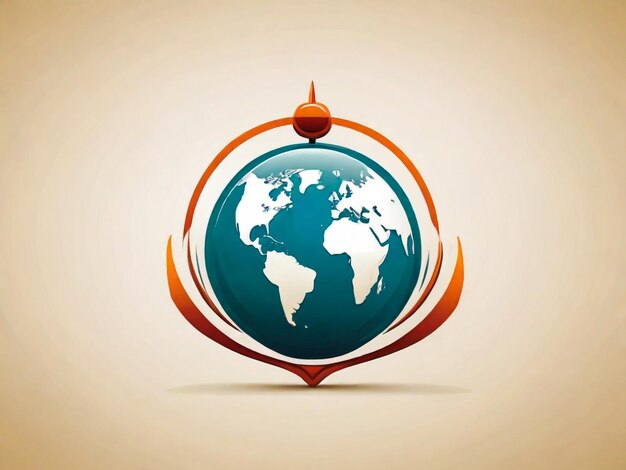 Photo flat paper cut style icon of globe vector illustration