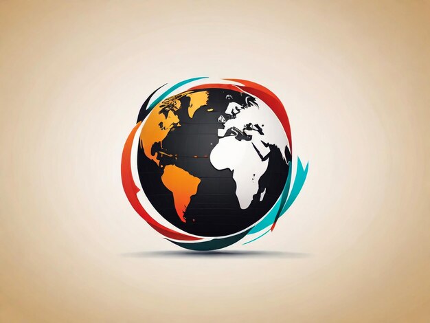 Photo flat paper cut style icon of globe vector illustration