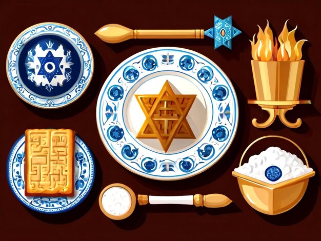 Photo flat passover elements collection