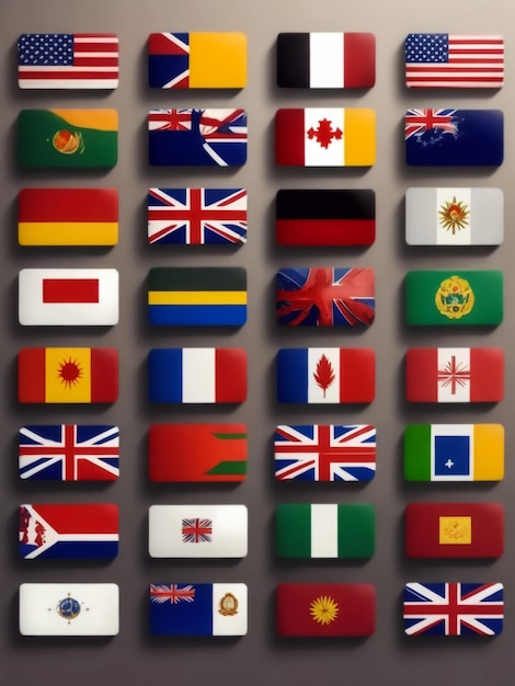 Photo flat round most popular flags vector collection vector set of national flag icons