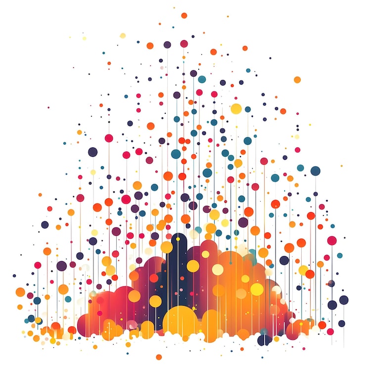 Photo flat scatter plot with floating data points concept as a scatter plot with data points floating slig