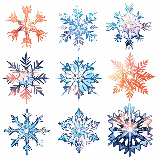 Flat snowflakes set illustration for web marketing design