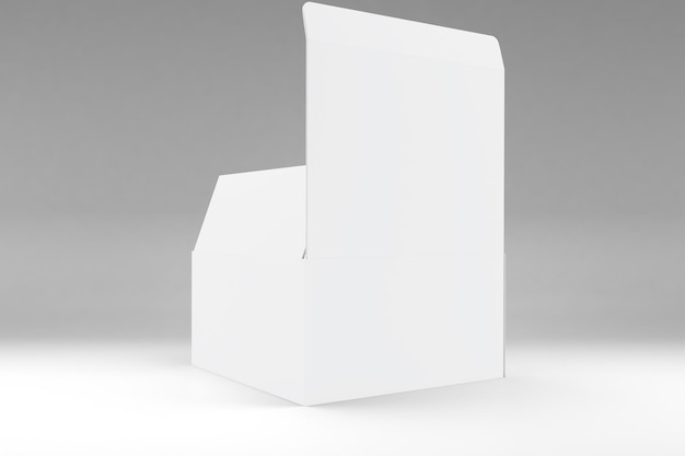 flat square box back right side isolated in grey background