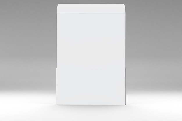 Flat Square Box Back Side Isolated In Grey Background