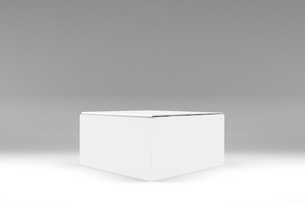 Flat Square Box Right View Isolated In Grey Background