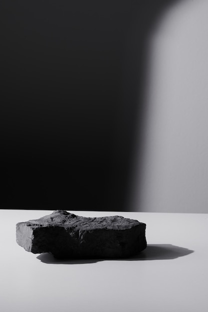 flat stone pedestal black and white template banner background minimalism concept empty podium display product presentation scene