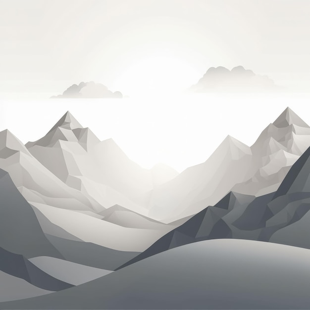 Flat style abstract minimalistic aesthetic mountains landscape background