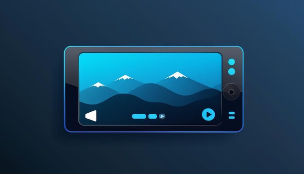 Flat Style Blue Video Player Icon Vector Ontwerp