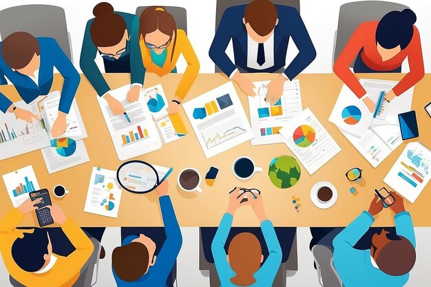 Flat style idea brainstorming creative team concept web infographics vector illustration Creative people collection Group of casual young male female working table icon connections