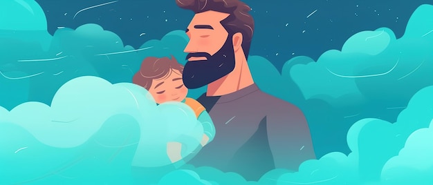 Flat style illustration of father's day with copyspace Ai Generated