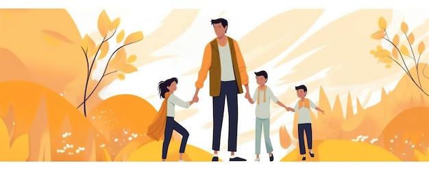 Flat style illustration of father's day with copyspace Ai Generated