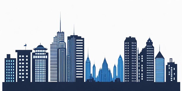 Photo flat style silhouette of city skyline building