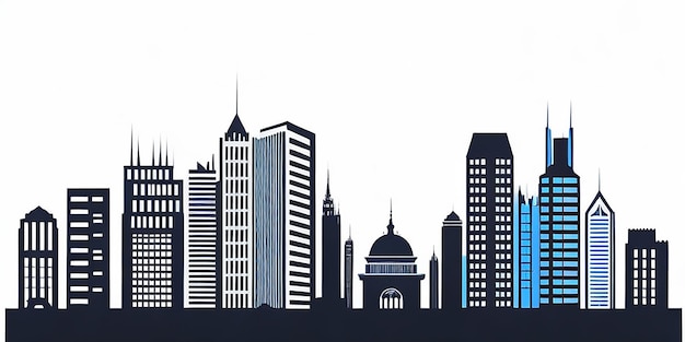 Photo flat style silhouette of city skyline building