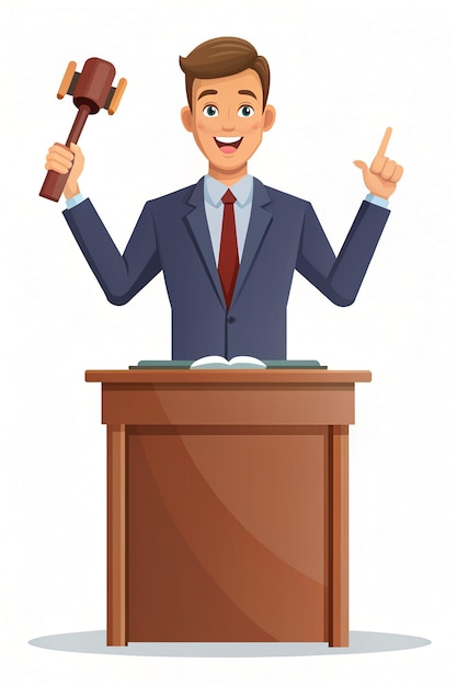 Flat Style Vector Auction Coordinator Character Illustration