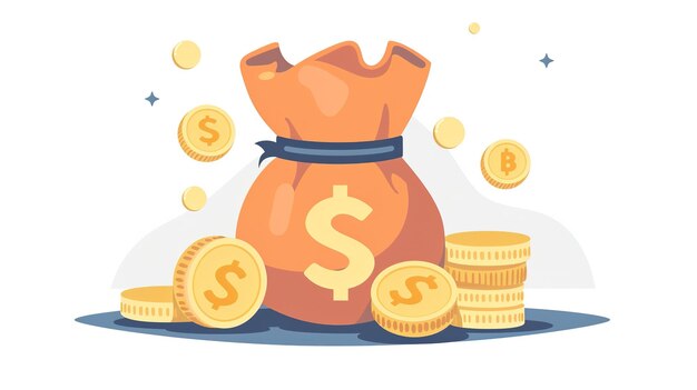Photo flat style vector of golden stack coin
