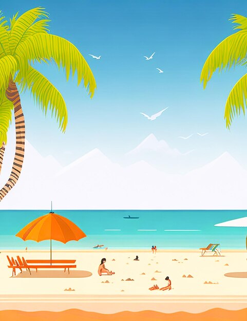 Flat summer illustration generate by ai