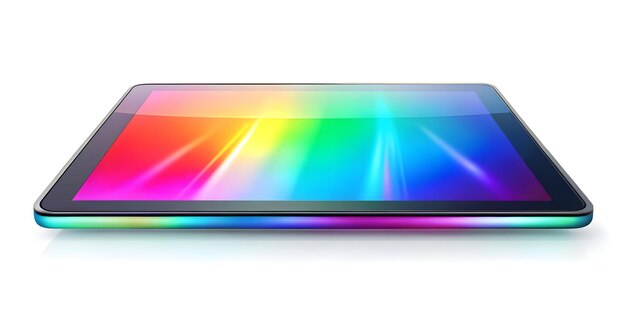 flat tablet with holographic interface and copy space concept as a tablet displaying a floating holo