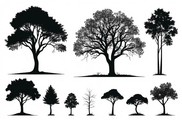 Flat tree silhouette isolated on white