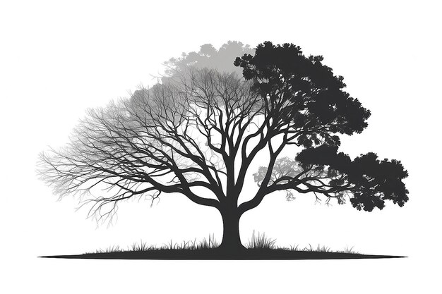 Flat tree silhouette isolated on white