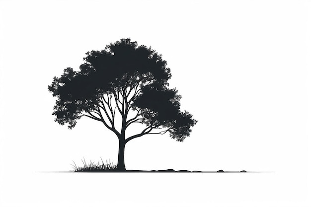 Foto silhouette di albero piatto isolato su bianco