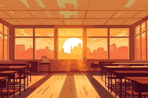 Premium AI Image  Anime Classroom Background without People With Flat  Cartoon Style and Pastel Color