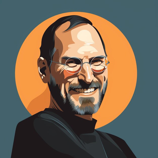 Photo flat vector design of smiling steve jobs