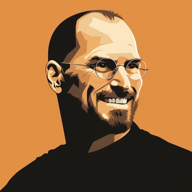 Foto disegno vettoriale piatto di steve jobs sorridente