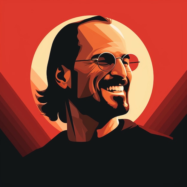 Foto disegno vettoriale piatto di steve jobs sorridente