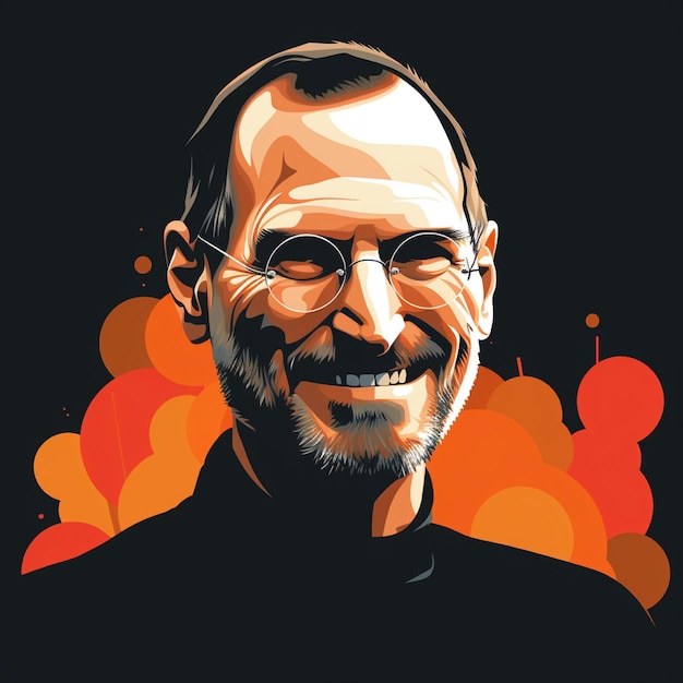 Photo flat vector design of smiling steve jobs