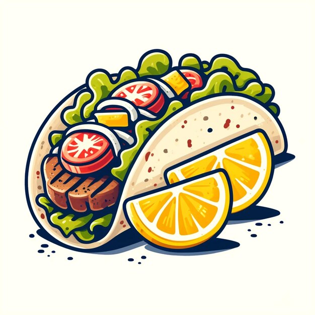 Photo flat vector grilled beef taco illustration