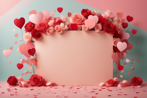 Плоская векторная иллюстрация пустого фона на баннере Дня святого Валентина