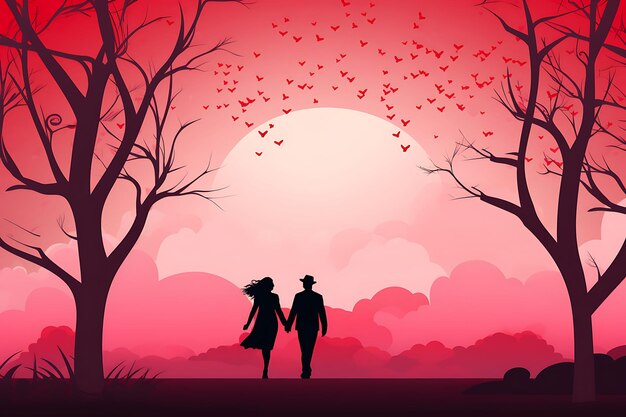 Photo flat vector illustration of blank valentines day