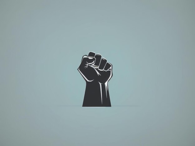 Photo flat vector illustration of one raised fists