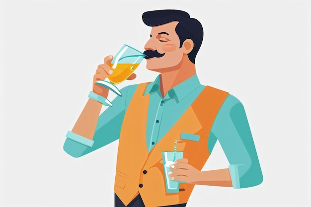 Photo flat vector man drinking