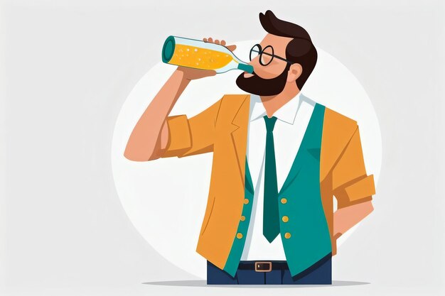 Photo flat vector man drinking