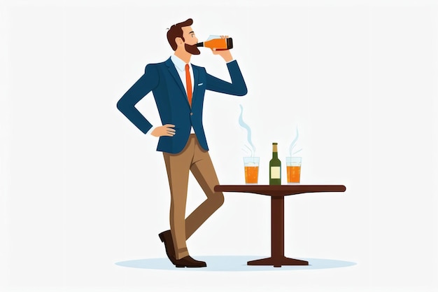 Photo flat vector man drinking