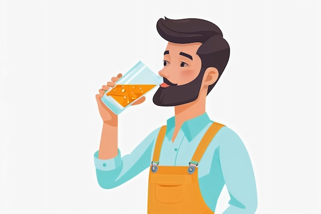 flat vector man drinking