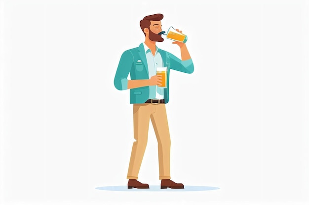 flat vector man drinking