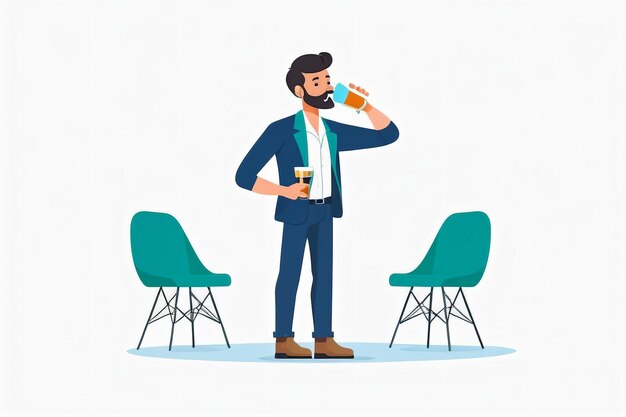 Photo flat vector man drinking