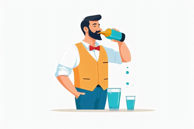 Photo flat vector man drinking