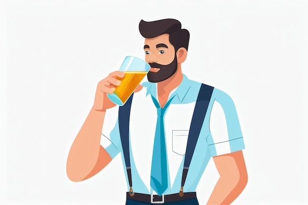 flat vector man drinking