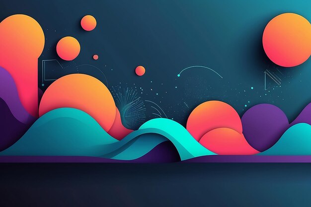 Flat vector minimal geometric background dynamic shapes composition