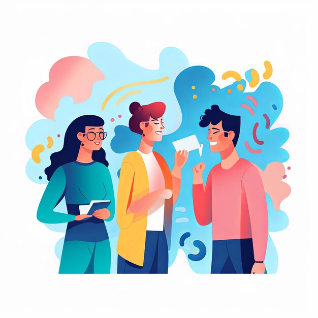 Фото flat vector style illustration a diverse group of people talking and collaborating on white background v 52 job id 84e5ffcf0abe429eb42b6820b7b9699c