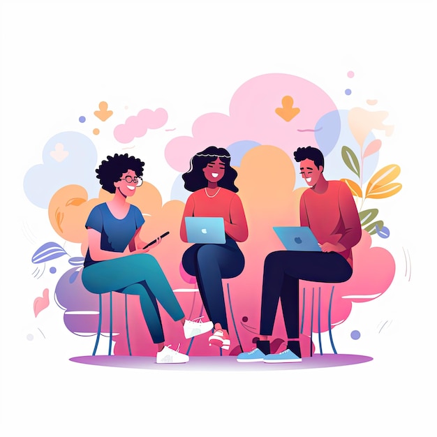 Photo flat vector style illustration a diverse group of people talking and collaborating on white background v 52 job id 71f8650de13b4875882d75ed3c0dac72