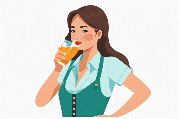 flat vector of woman drinking