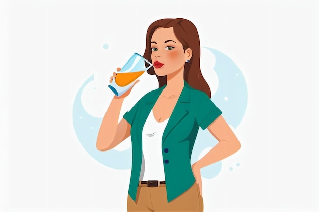 flat vector of woman drinking