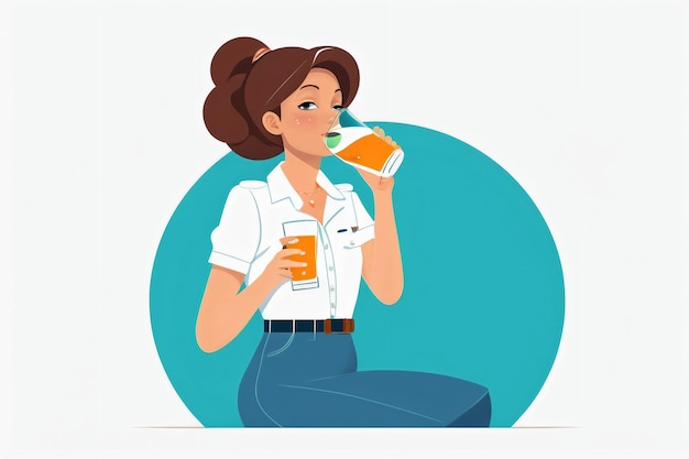 flat vector of woman drinking